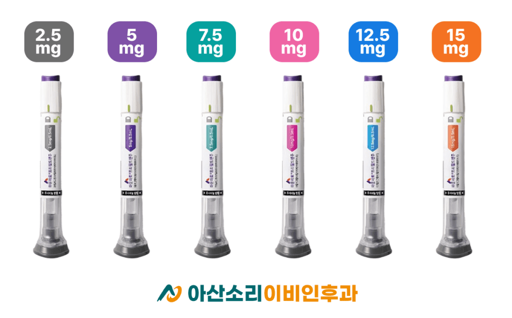 마운자로 용량별 색상 구분과 프리필드펜 6종 라인업