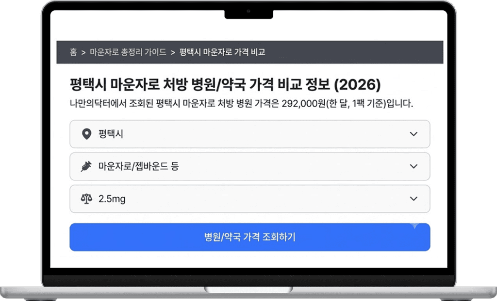 마운자로 처방병원 찾기 화면