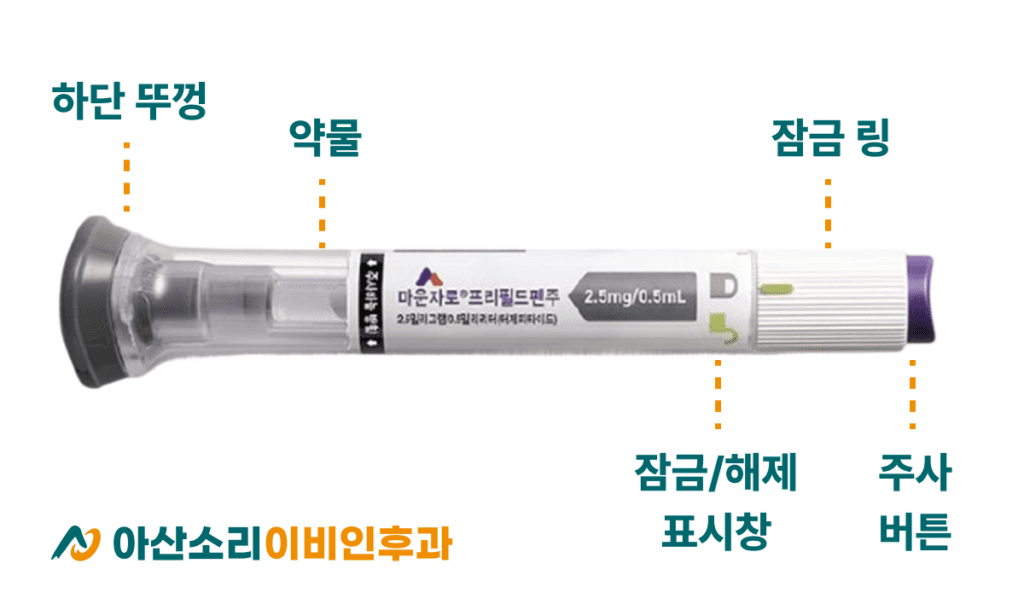 마운자로 프리필드펜 주사기의 각 부위별 명칭과 구조