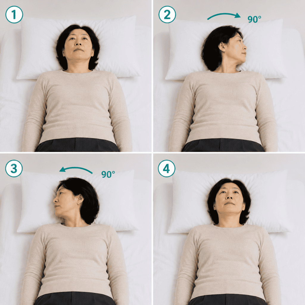 수평반고리관 이석증 자가진단 하는 모습
