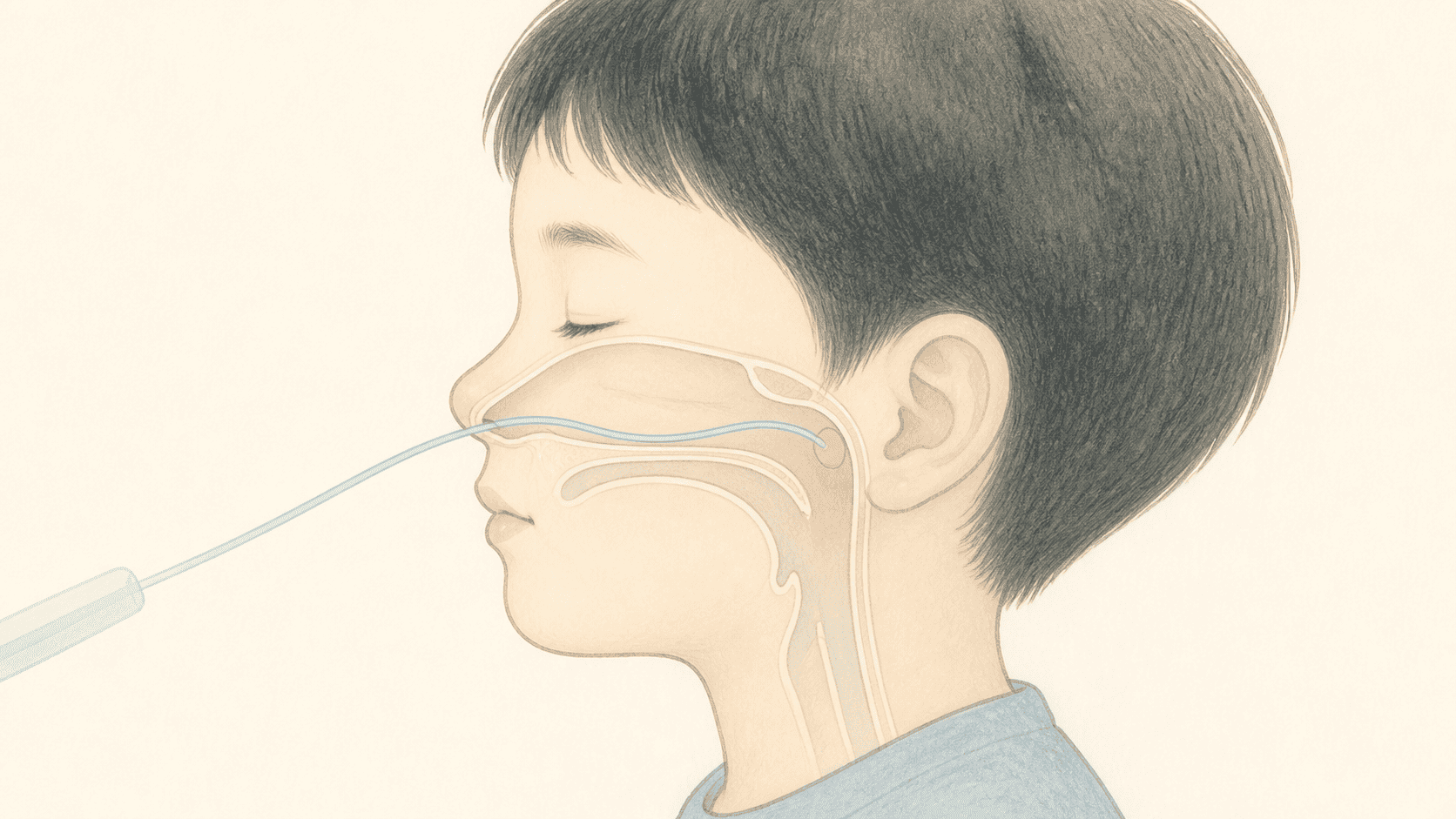 코로 넣은 내시경이 아데노이드까지 이어지는 경로