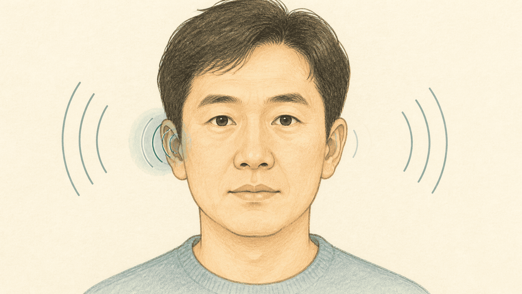 양쪽 귀의 소리 선명도 차이를 보여 주는 그림