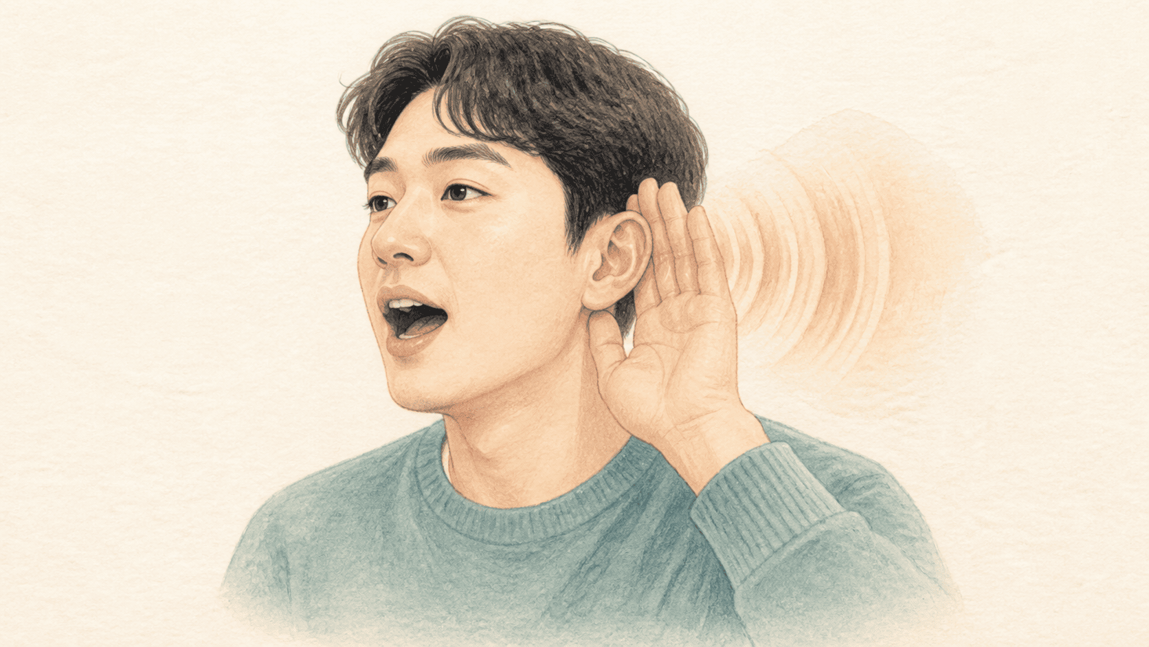 말할 때 자신의 목소리가 한쪽 귀에서 크게 울리는 모습