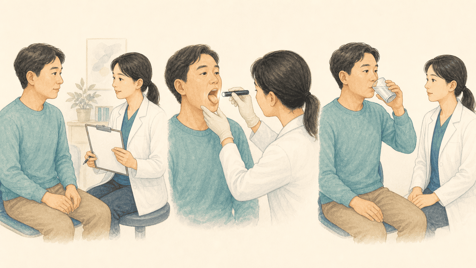 문진과 구강 기능, 물 삼키기 관찰
