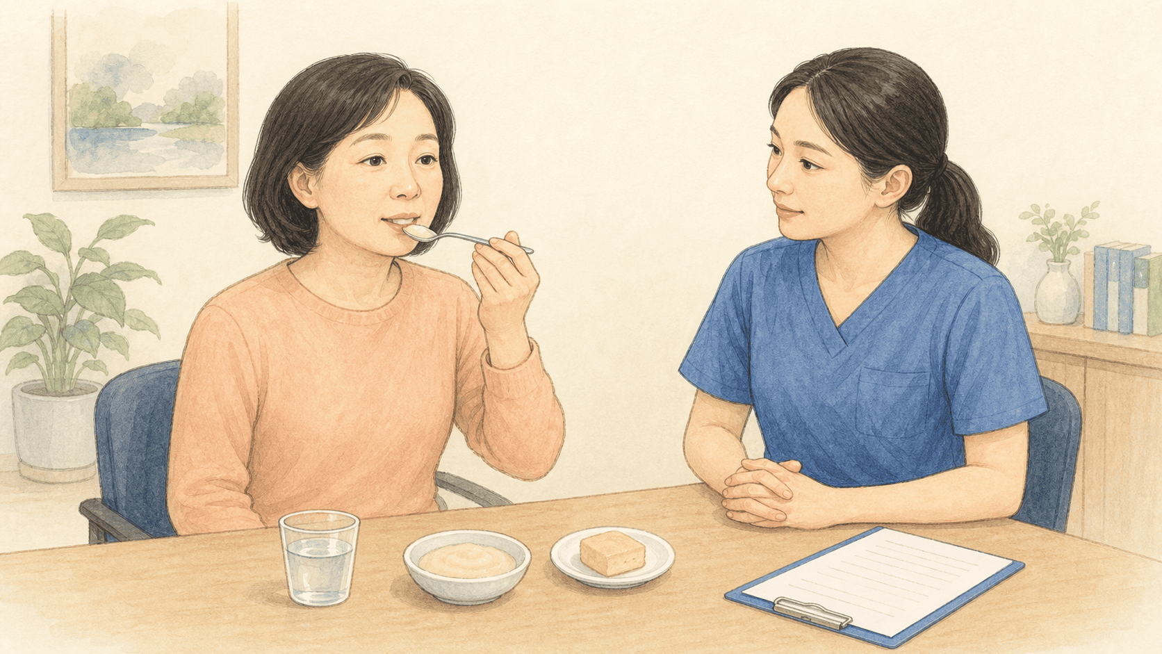 음식 삼키는 모습을 살피는 임상 평가