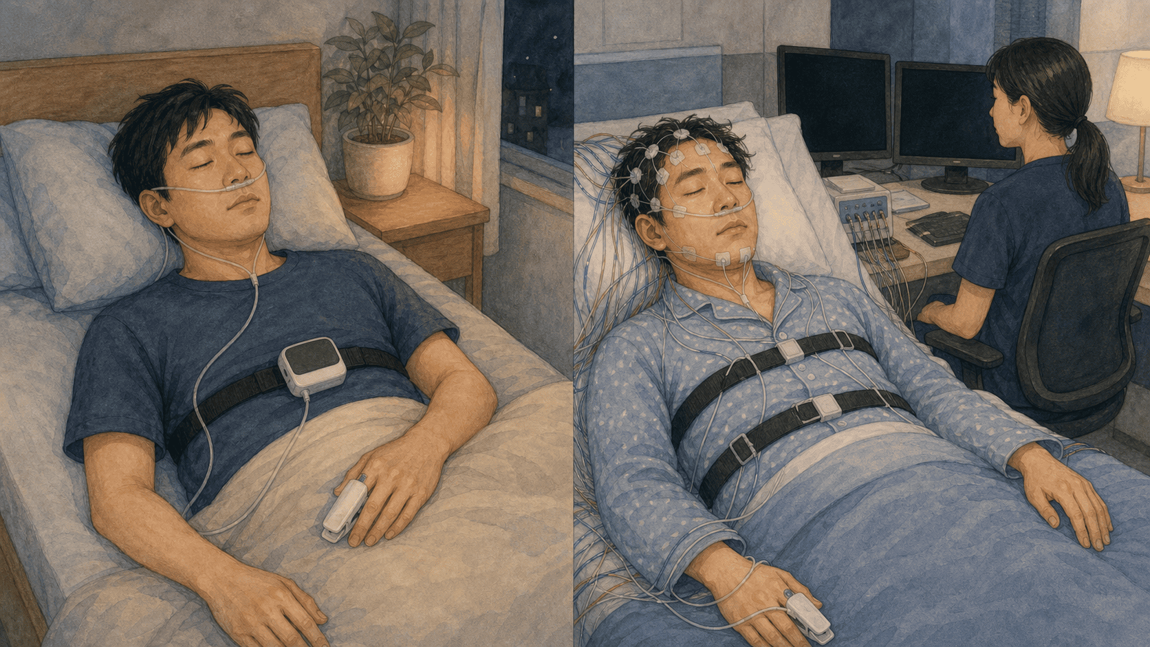 가정용 검사와 수면다원검사의 센서 차이