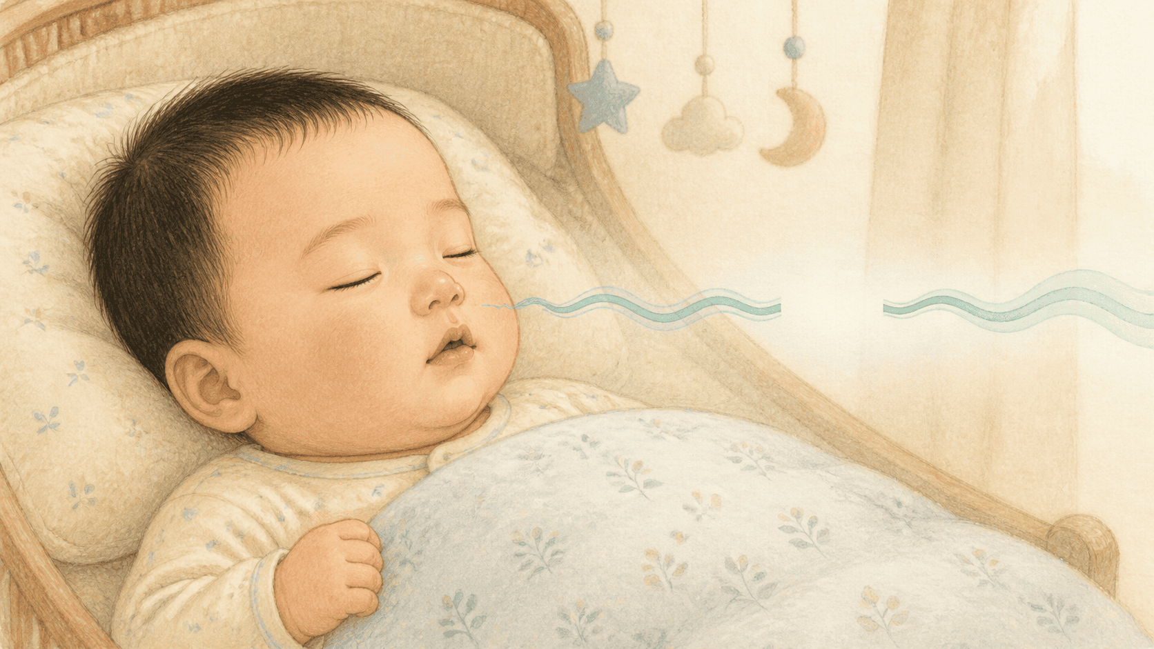 요람에서 자다가 호흡이 잠깐 멈추는 만삭 영아