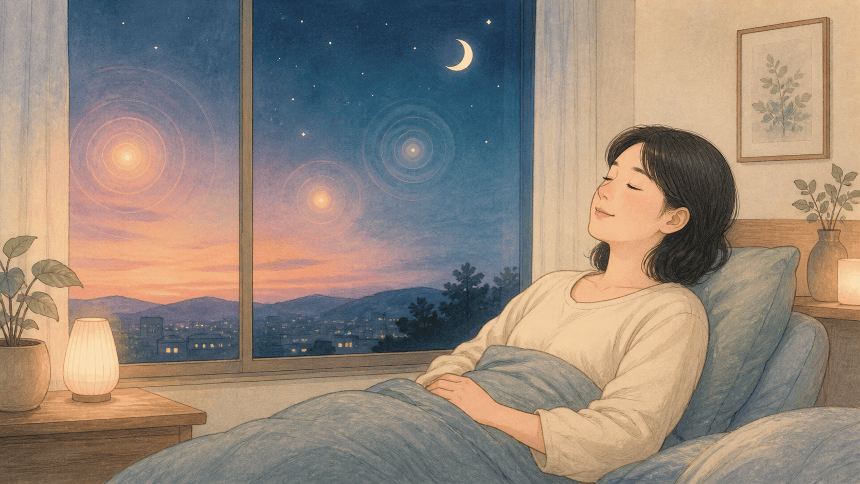 저녁 빛의 변화와 잠자리, 멜라토닌 분비 개념도