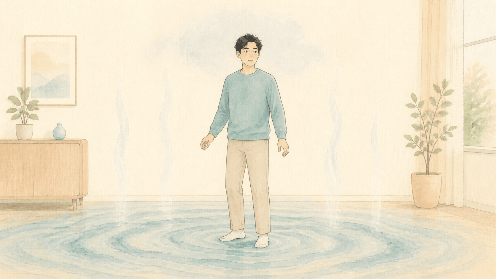 붕 뜨고 출렁이는 느낌이 중심인 비회전성 어지럼증