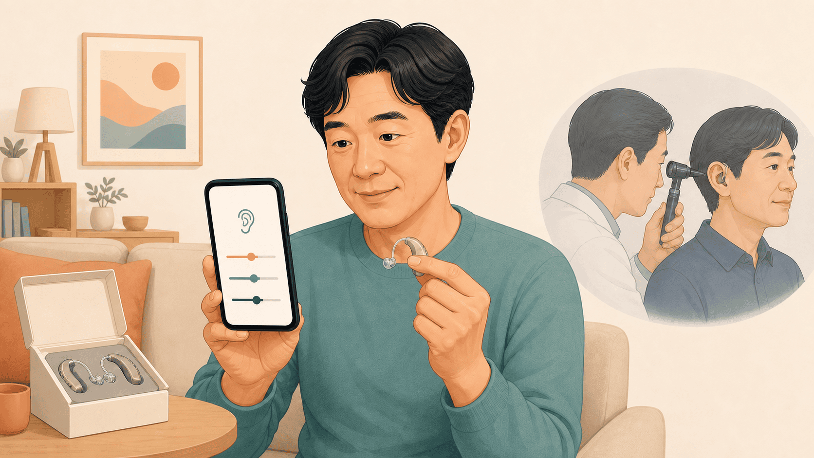 미국 OTC 보청기의 자가 선택 경로를 보여 주는 그림
