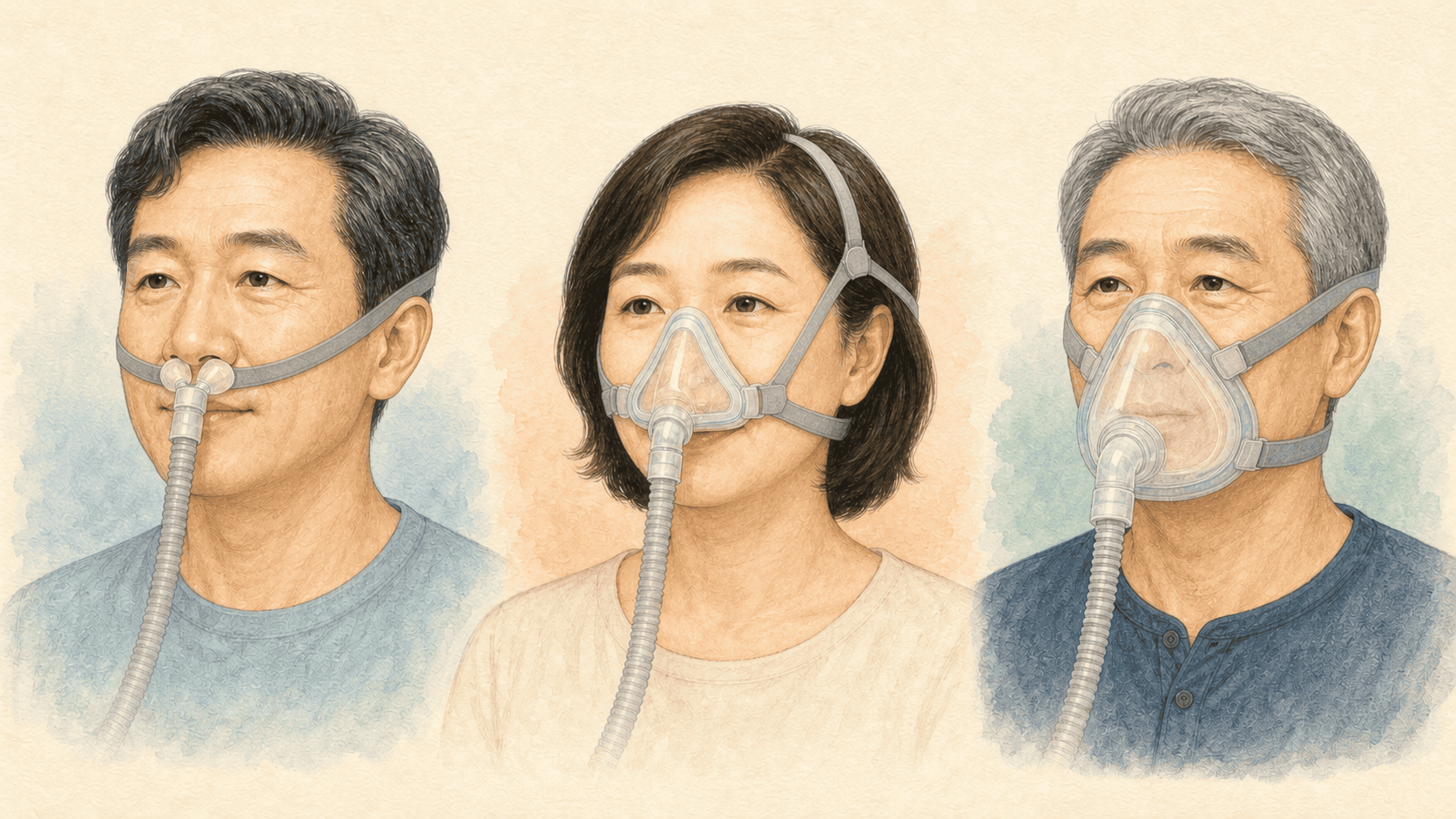 비강 필로우형과 비강형, 코입형 마스크