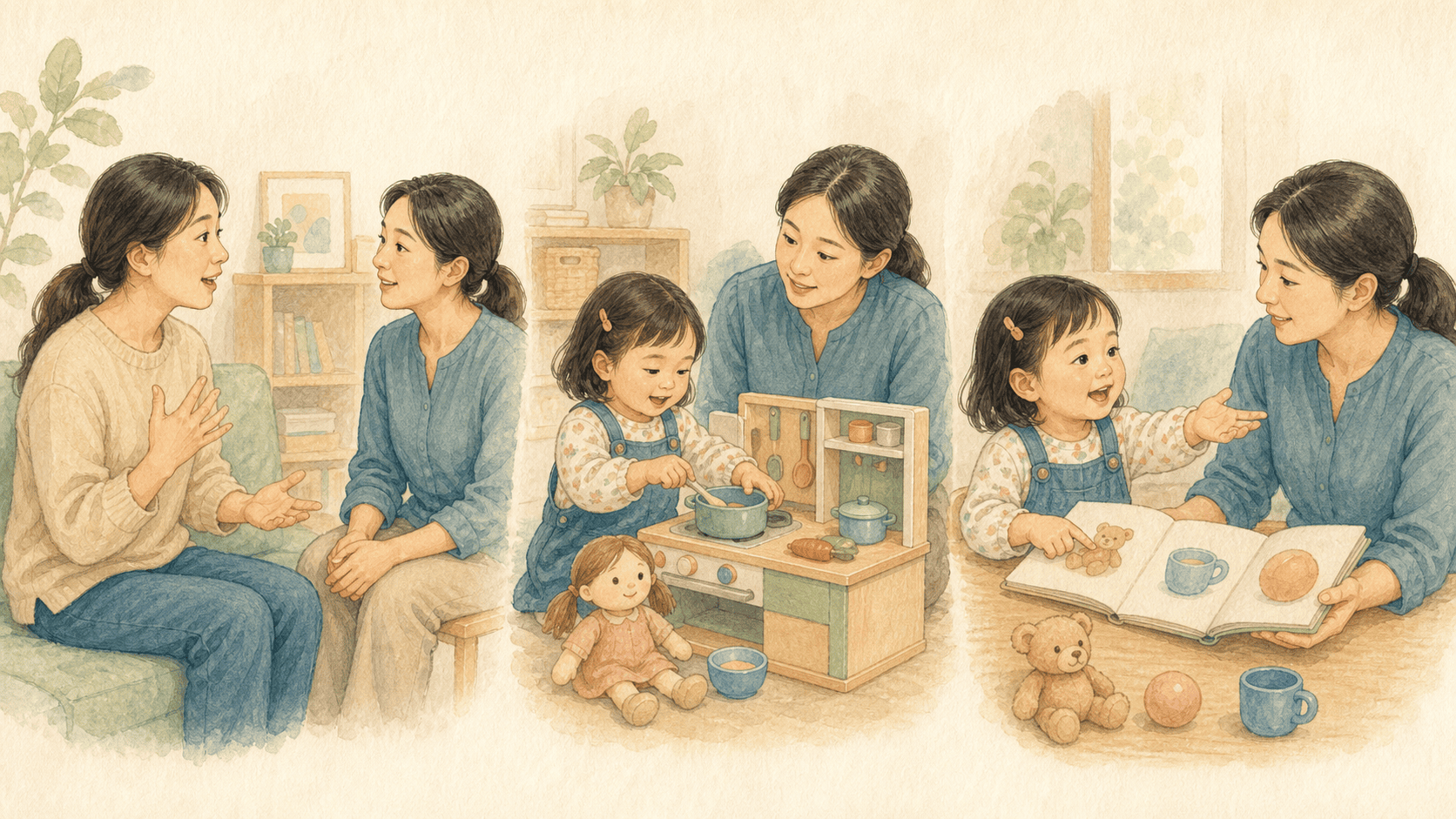 보호자 면담, 놀이 관찰과 말 이해와 표현 과제를 함께 보는 평가