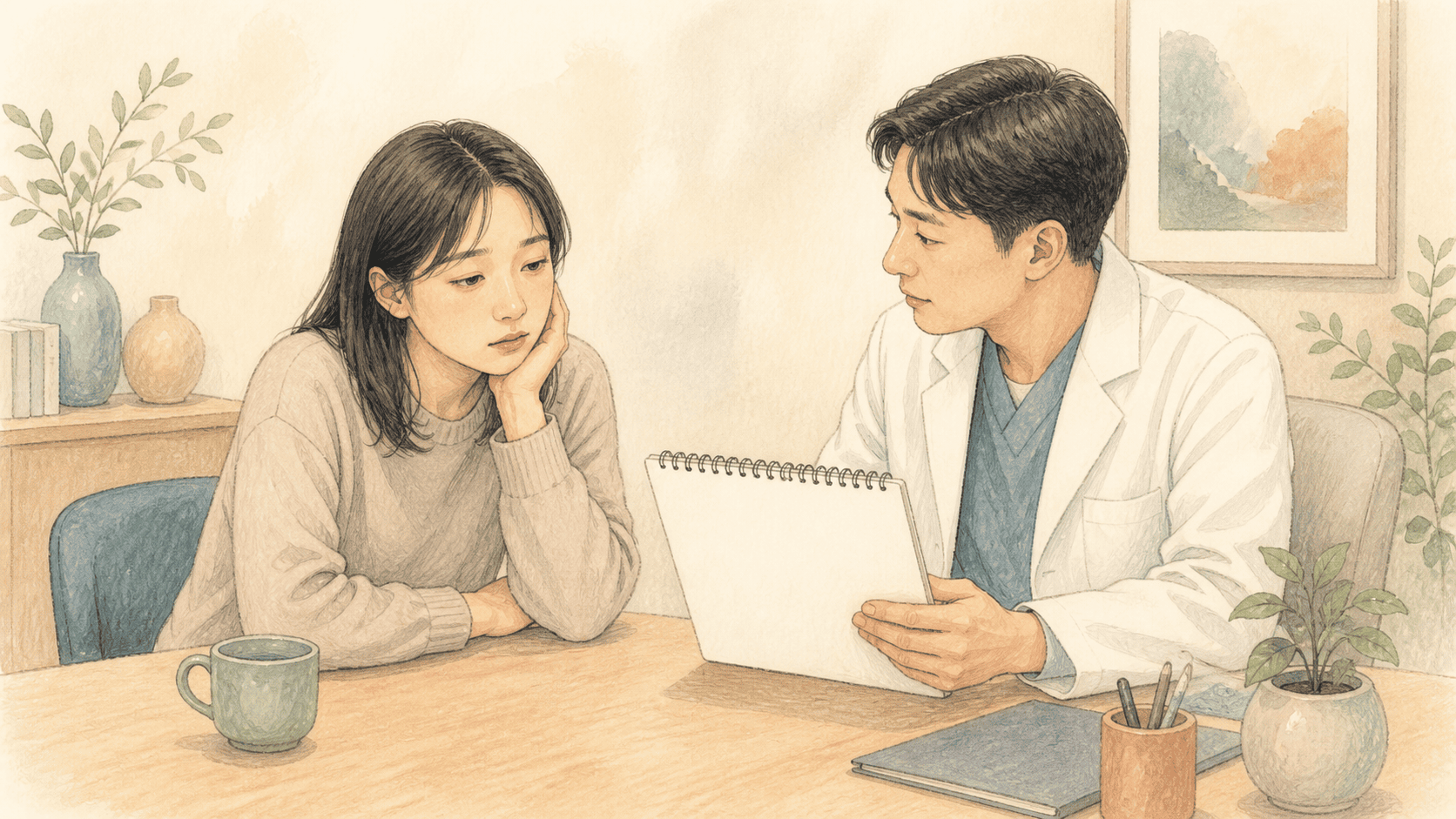 오래 이어지는 피로와 생활 변화를 상담하는 장면