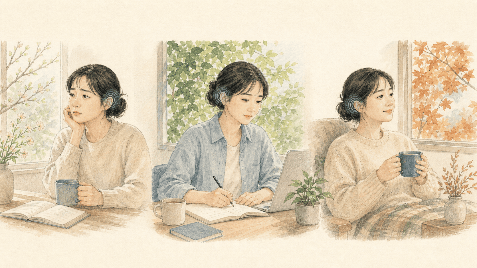 오래 이어지는 이명과 달라진 일상을 보여 주는 그림