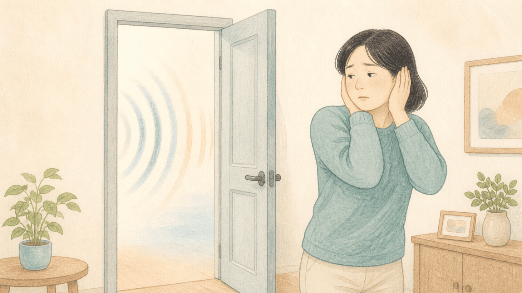 소리가 날 것을 예상하며 귀를 감싸는 소리공포증