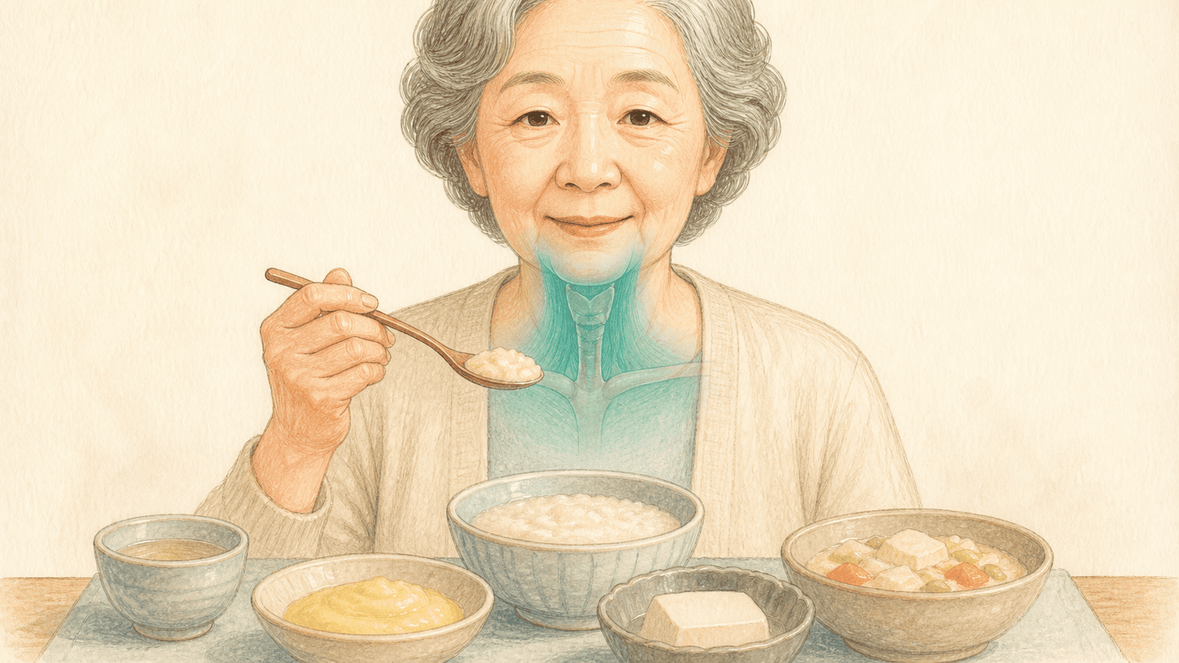 노화로 삼킴 근육과 감각이 약해진 노인성 연하장애