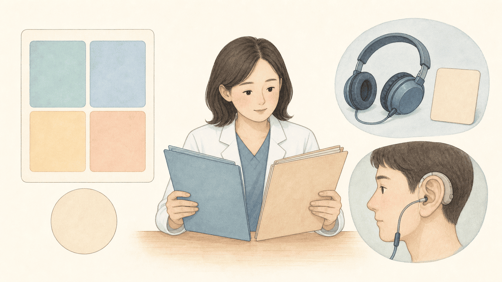 SADL 자기보고 만족도와 청력검사 및 실이측정 결과를 함께 살피는 그림