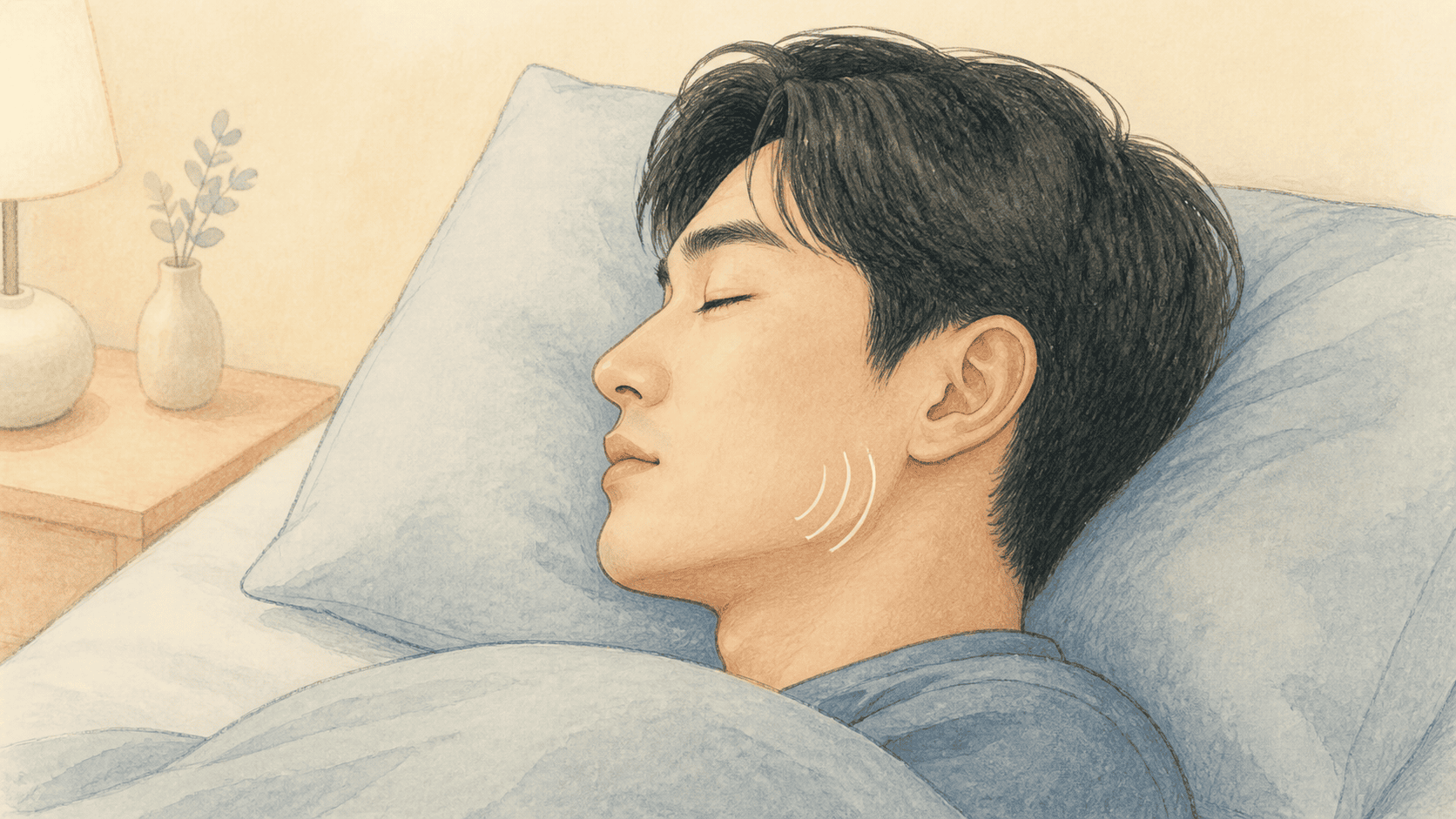 잠든 사람의 턱 주변, 수면이갈이 개념도