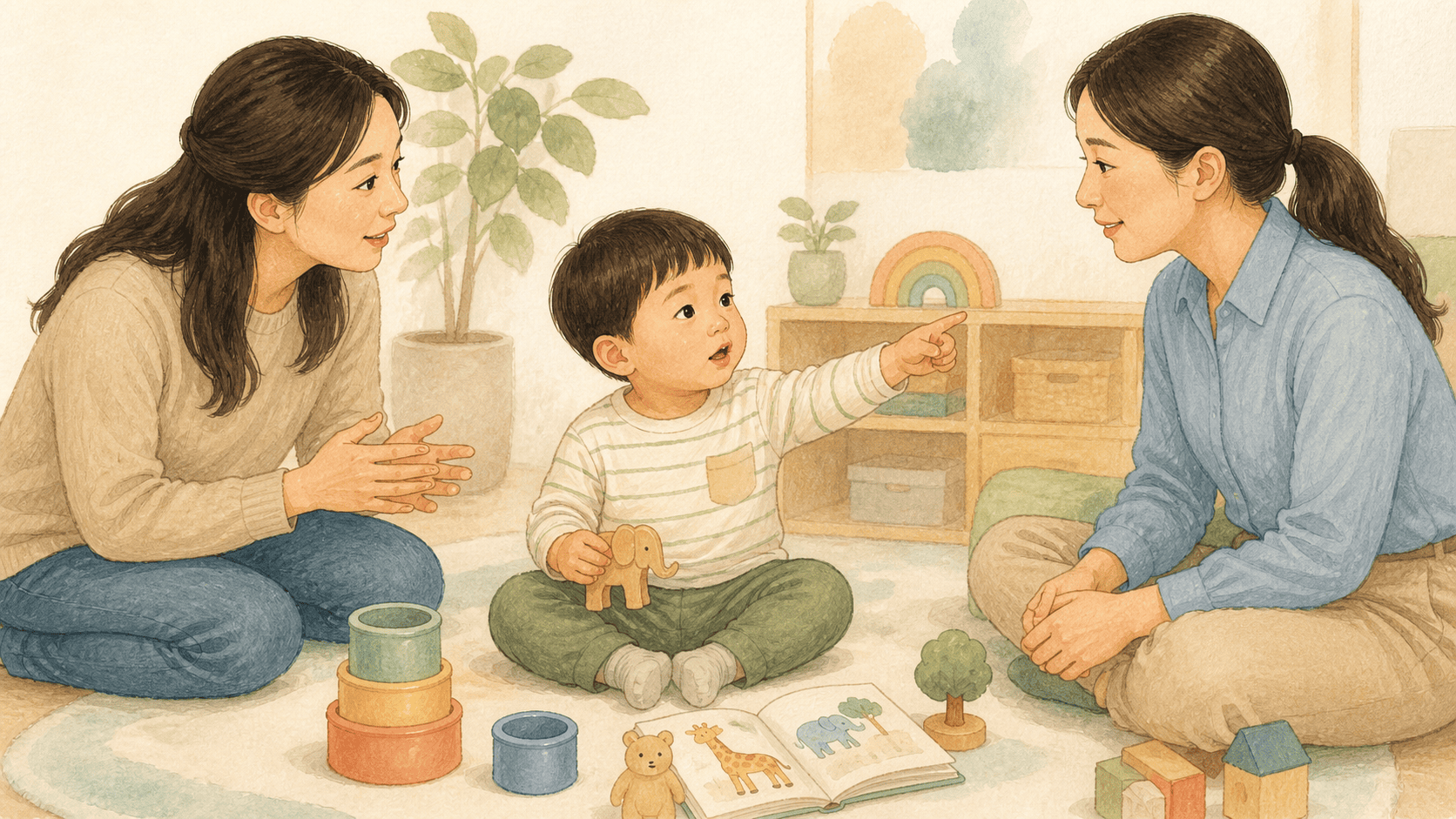 놀이로 영유아의 몸짓과 말을 살피는 언어평가 그림