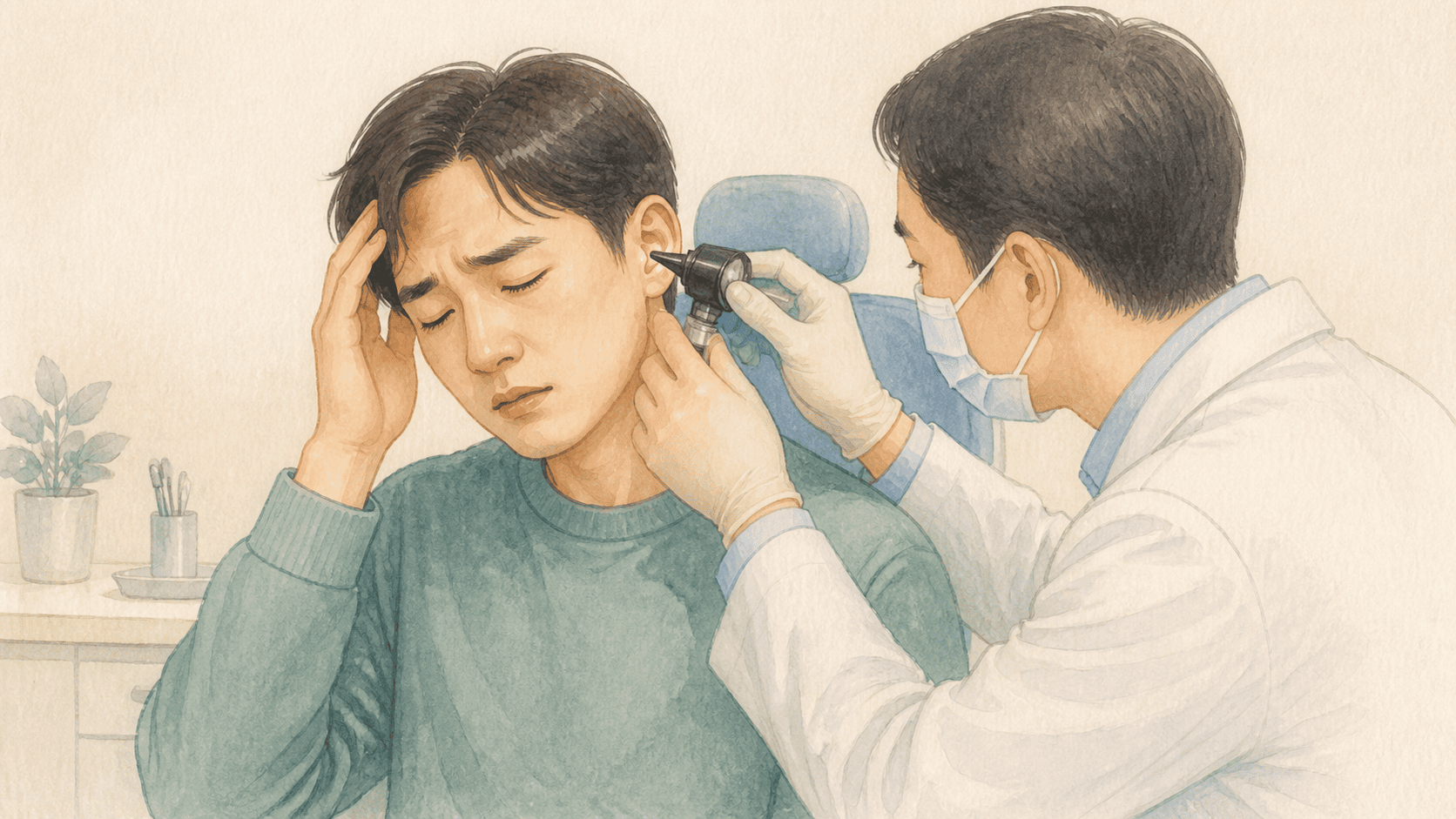 머리 충격 뒤 고막과 중이 및 내이를 나누어 살피는 귀 단면