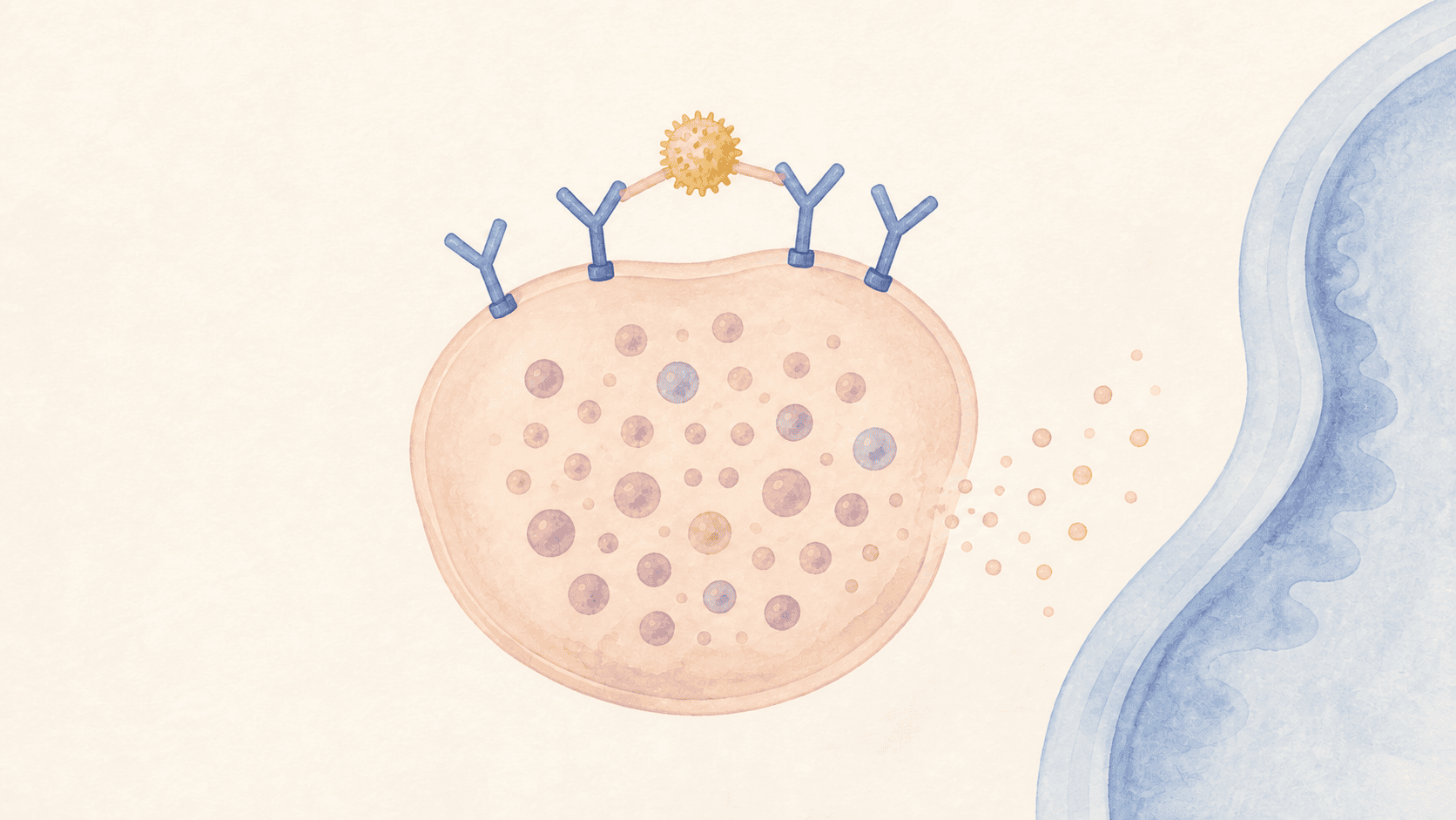 알레르겐이 비만세포의 IgE를 연결하는 기전 그림