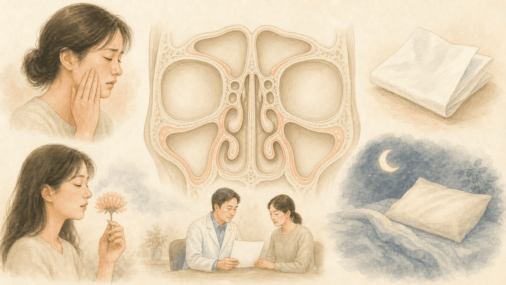 여러 증상과 점막 상태를 함께 살피는 그림