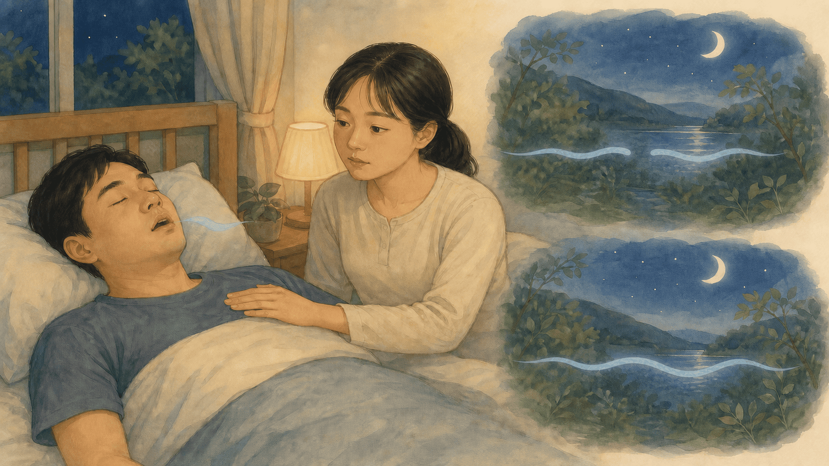 잠든 사람의 숨 멎음을 지켜보는 가족