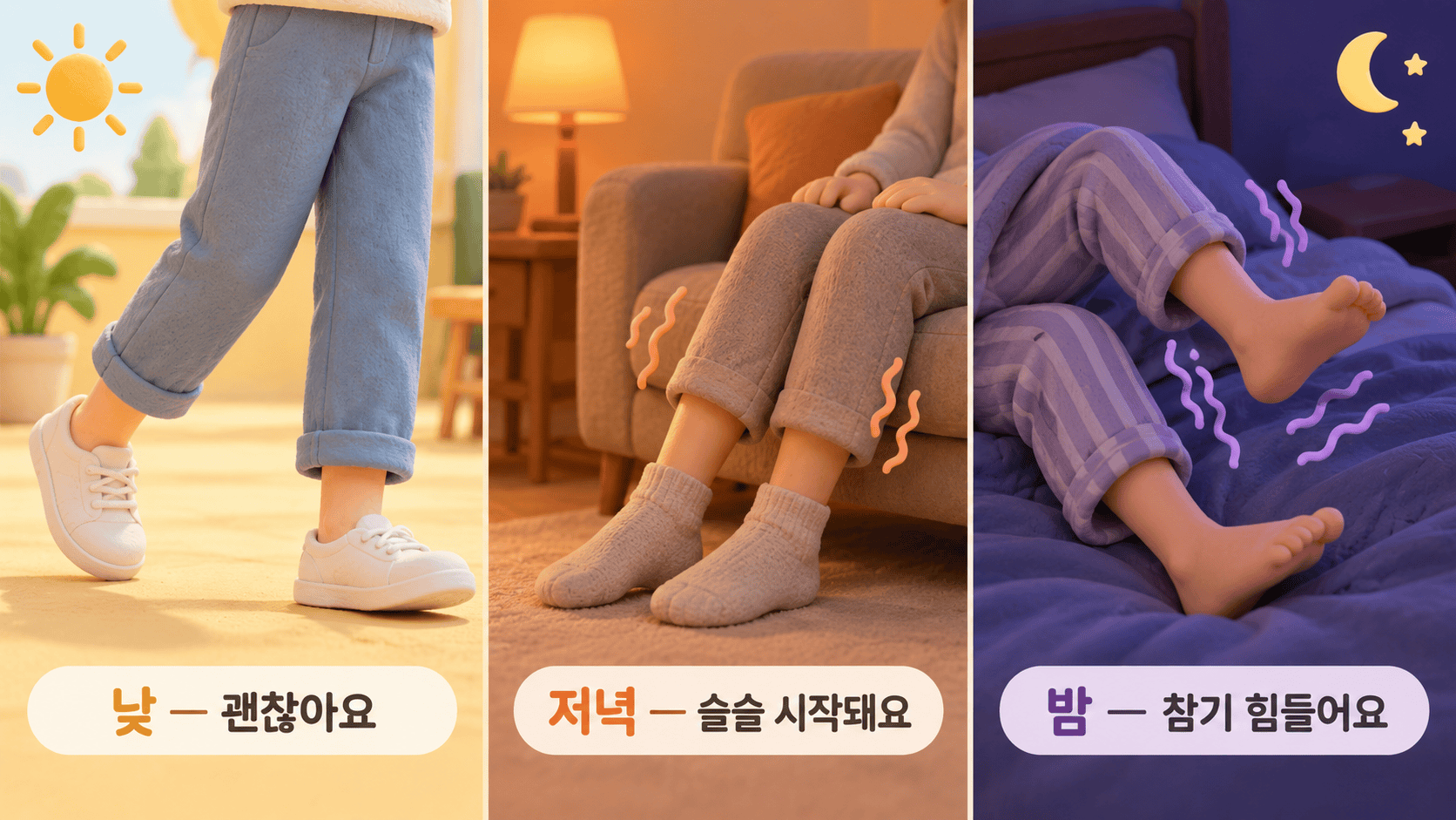 저녁과 밤에 심해지는 하지불안증후군 증상